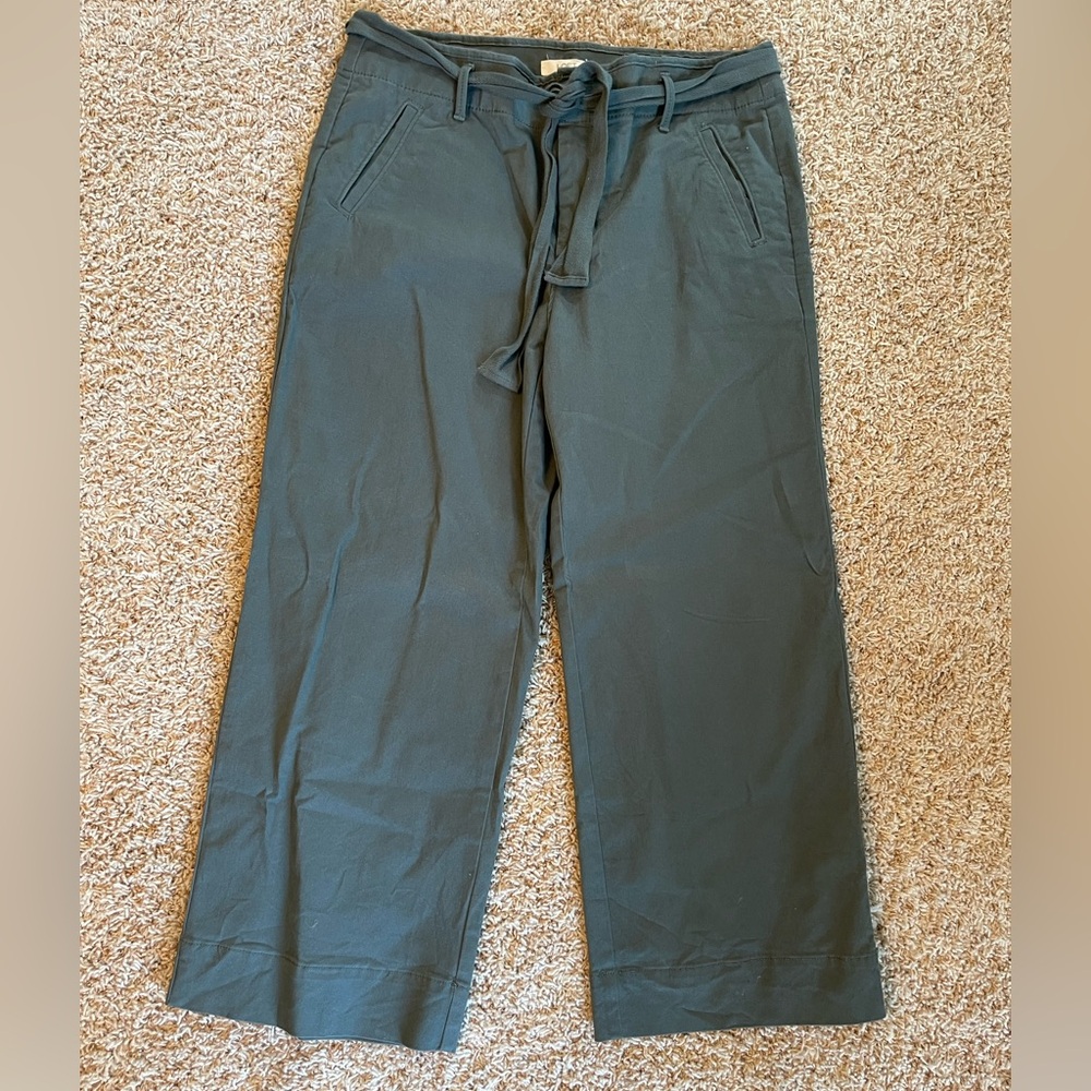 Loft Wide Leg Chino Spring Green Trouser Crop Pants Size 10